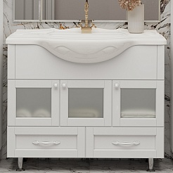 Misty Мебель для ванной Латте 105 2 ящика белая – фотография-3